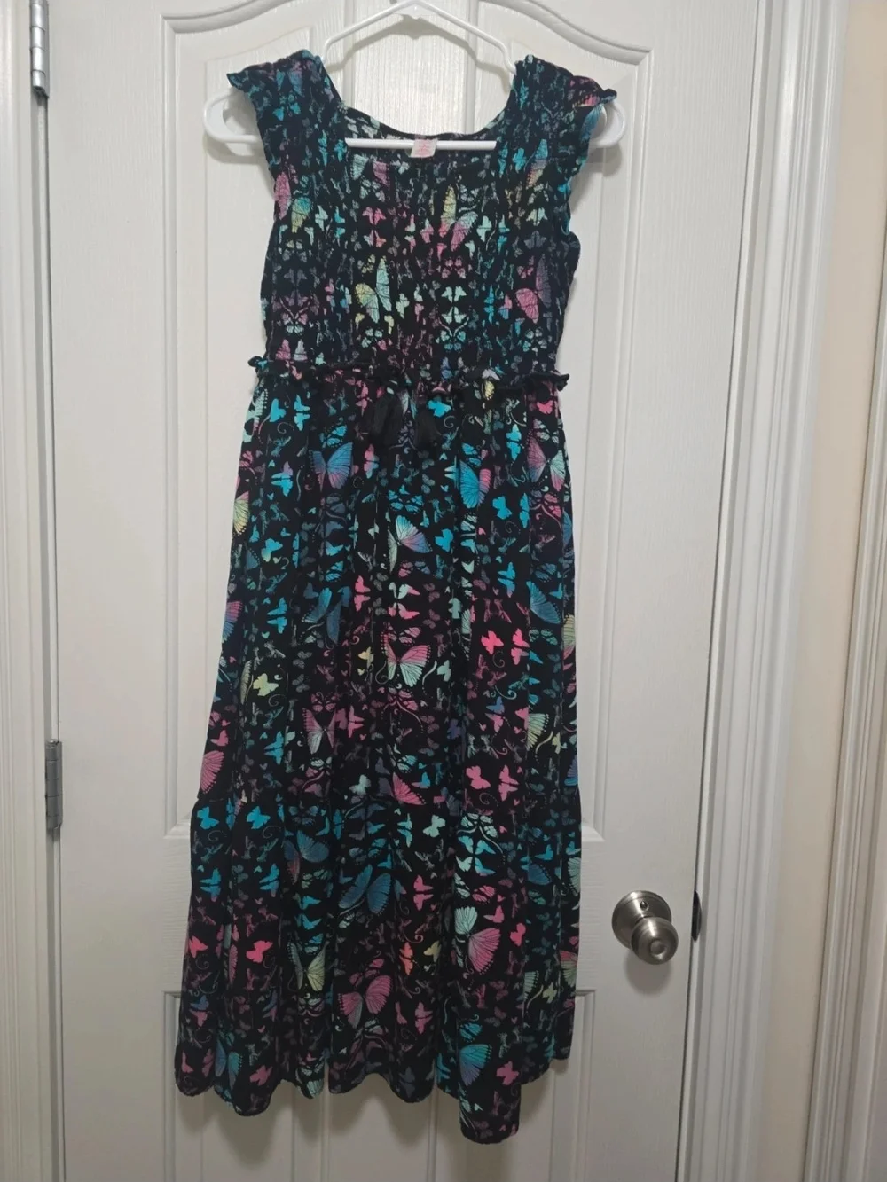 Justice Black Maxi Dress with Multicolor Butterfly Print